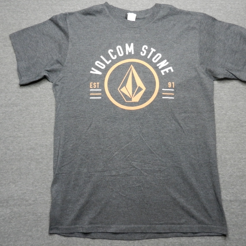 Y2K‎ Volcom Stone Tee T Shirt Adult Medium Gray Orange Logo Est 91 Tee